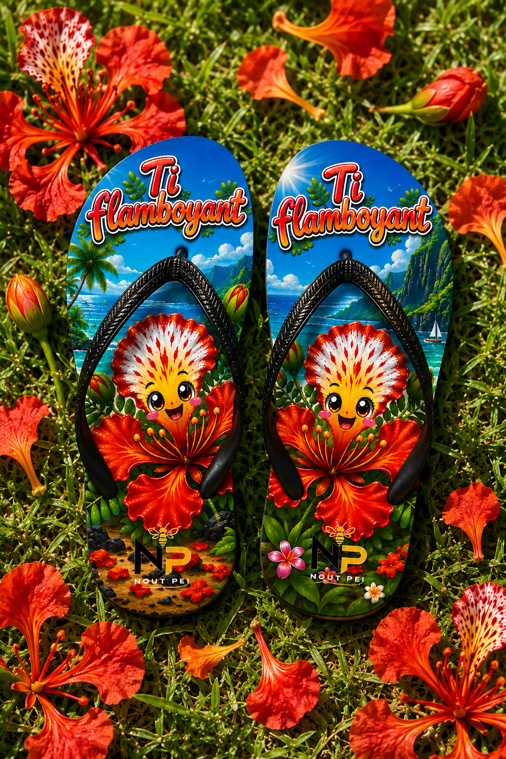 Tongs Enfant Nout Péi Kids – Édition Ti Flamboyant