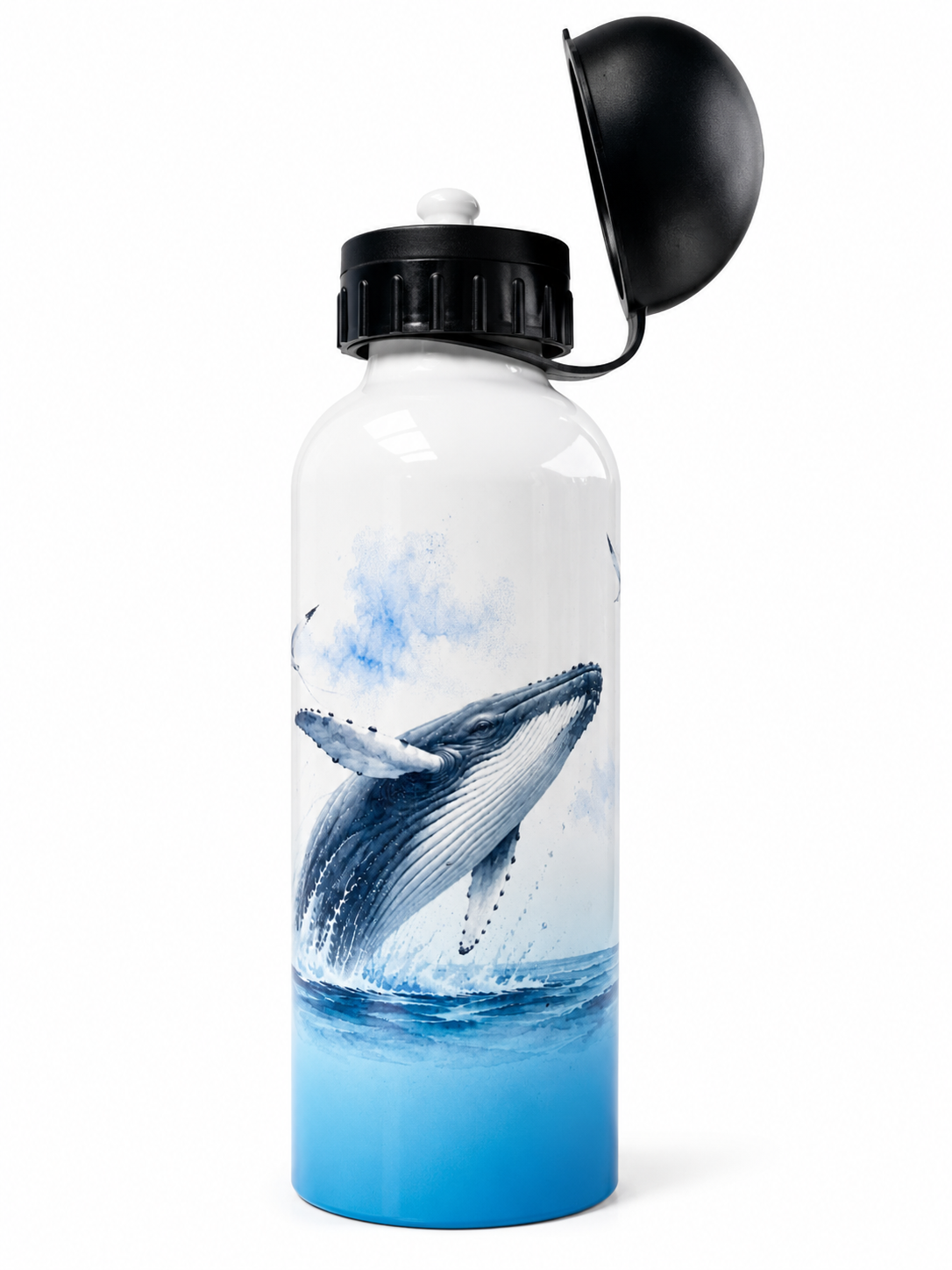 Gourde Aluminium 600 ml Dégradé Bleu – Édition Baleine à Bosse | Nout Péi