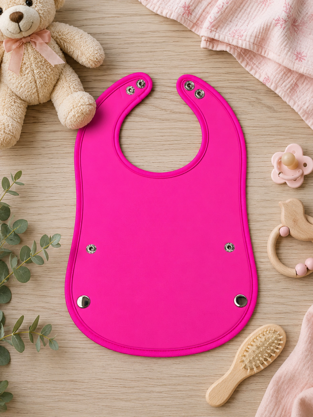 Bavoir bébé personnalisé Ti Hibiscus Rose 🌺 | Nout Péi