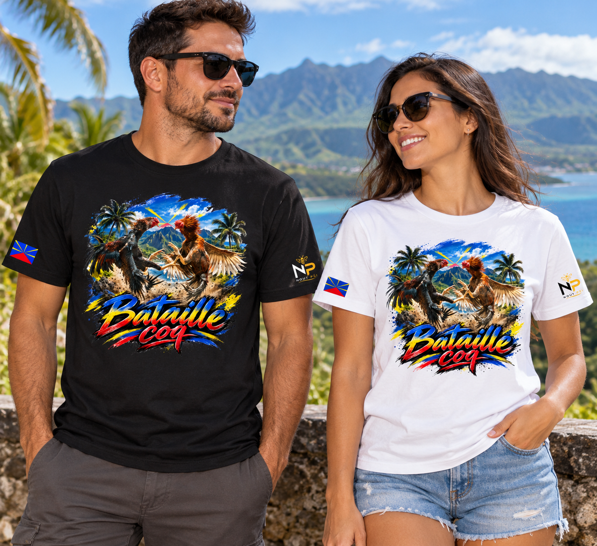 T-shirt Bataille Coq – Combat de Coqs La Réunion | Nout Péi