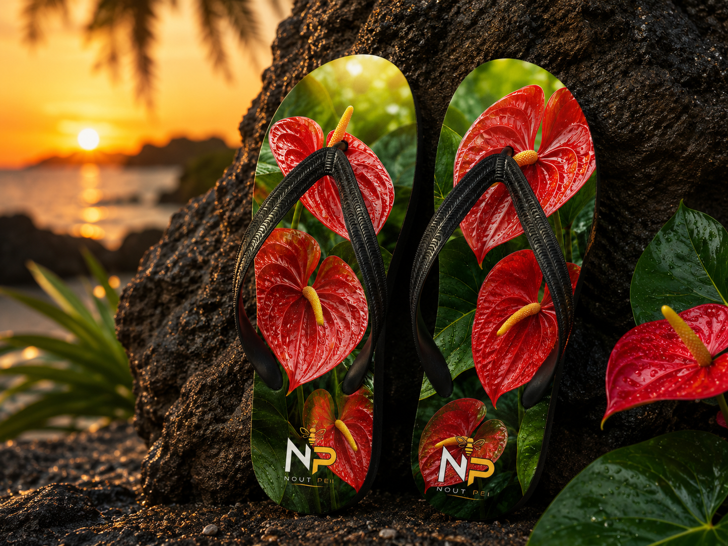 Tongs Nout Péi – Édition Anthurium