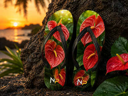 Tongs Nout Péi – Édition Anthurium