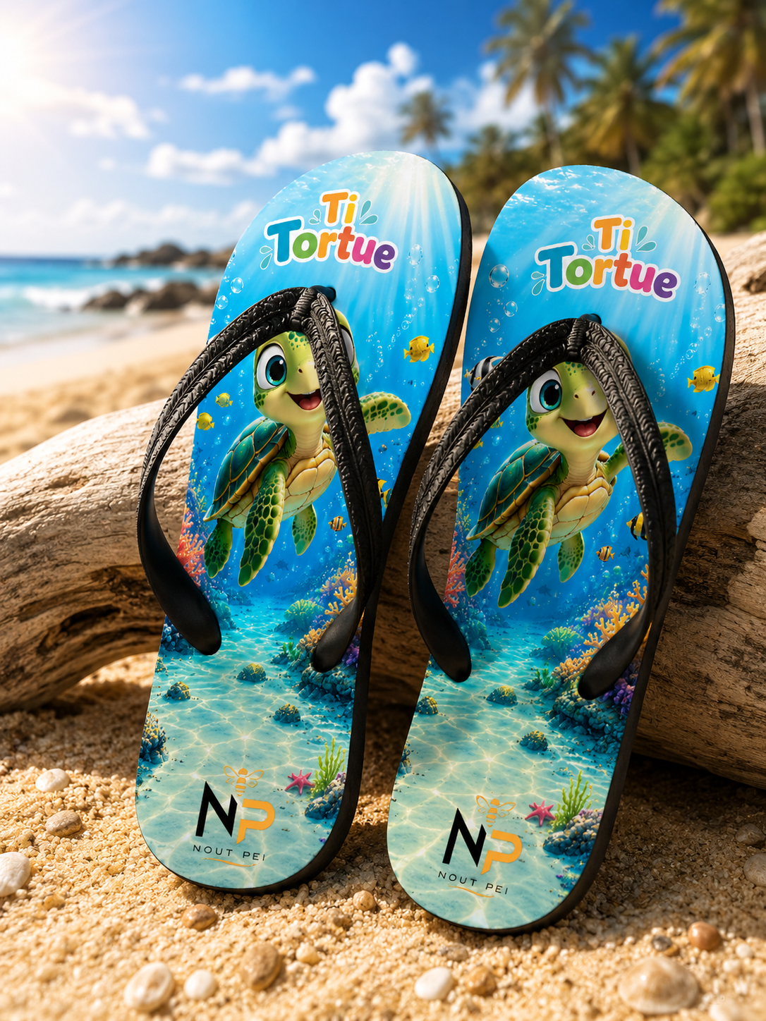 Tongs Enfant Nout Péi – Édition Ti Tortue