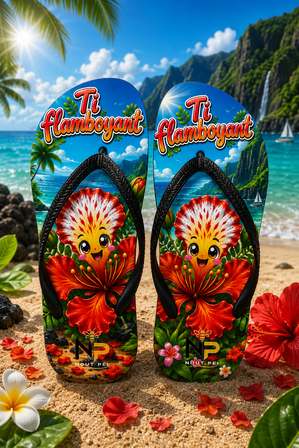 Tongs Enfant Nout Péi Kids – Édition Ti Flamboyant