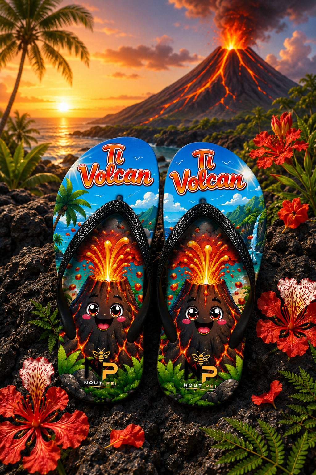 Tongs Enfant Nout Péi Kids – Édition Ti Volcan