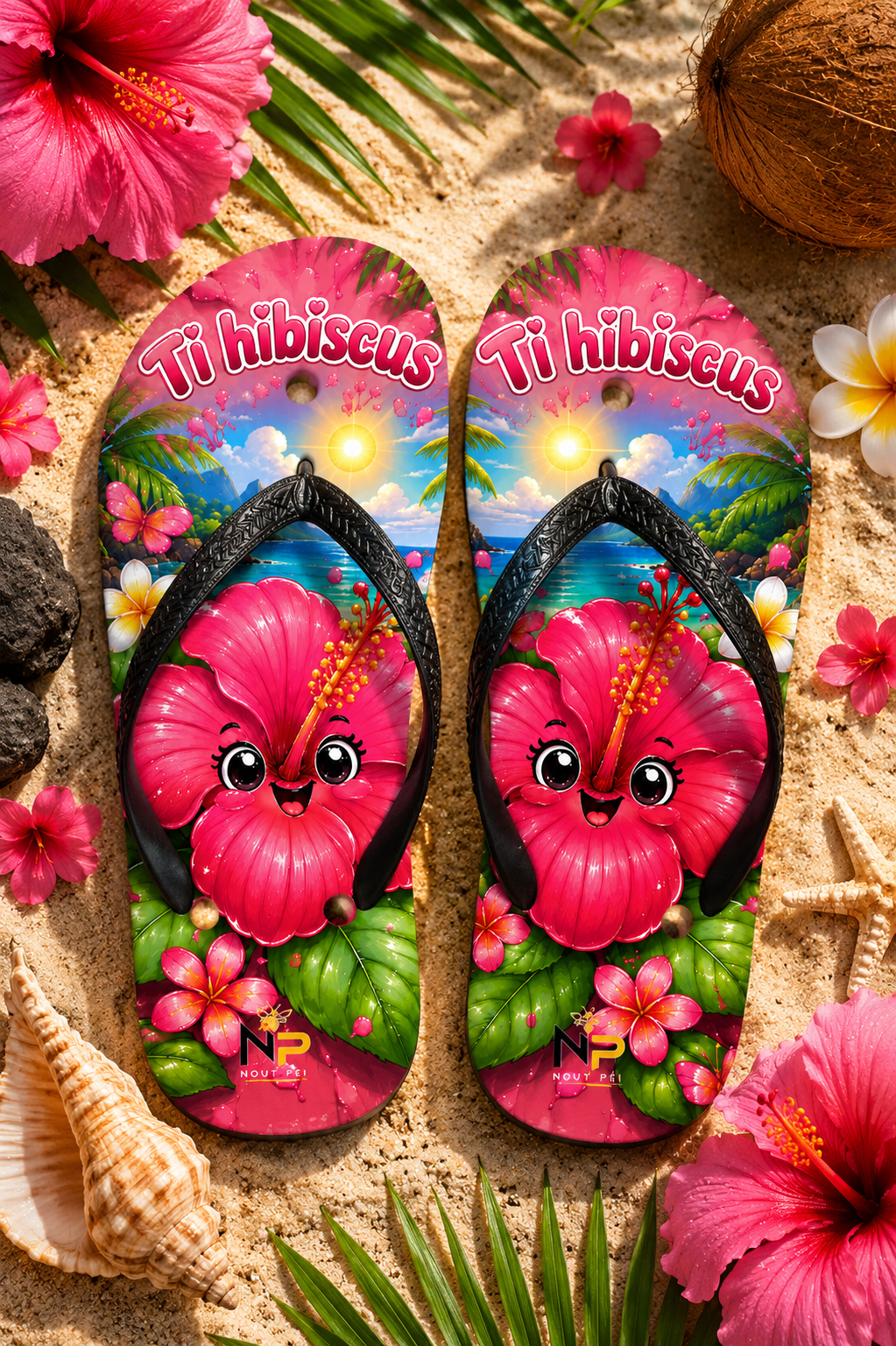 Tongs Enfant Nout Péi Kids – Édition Ti Hibiscus