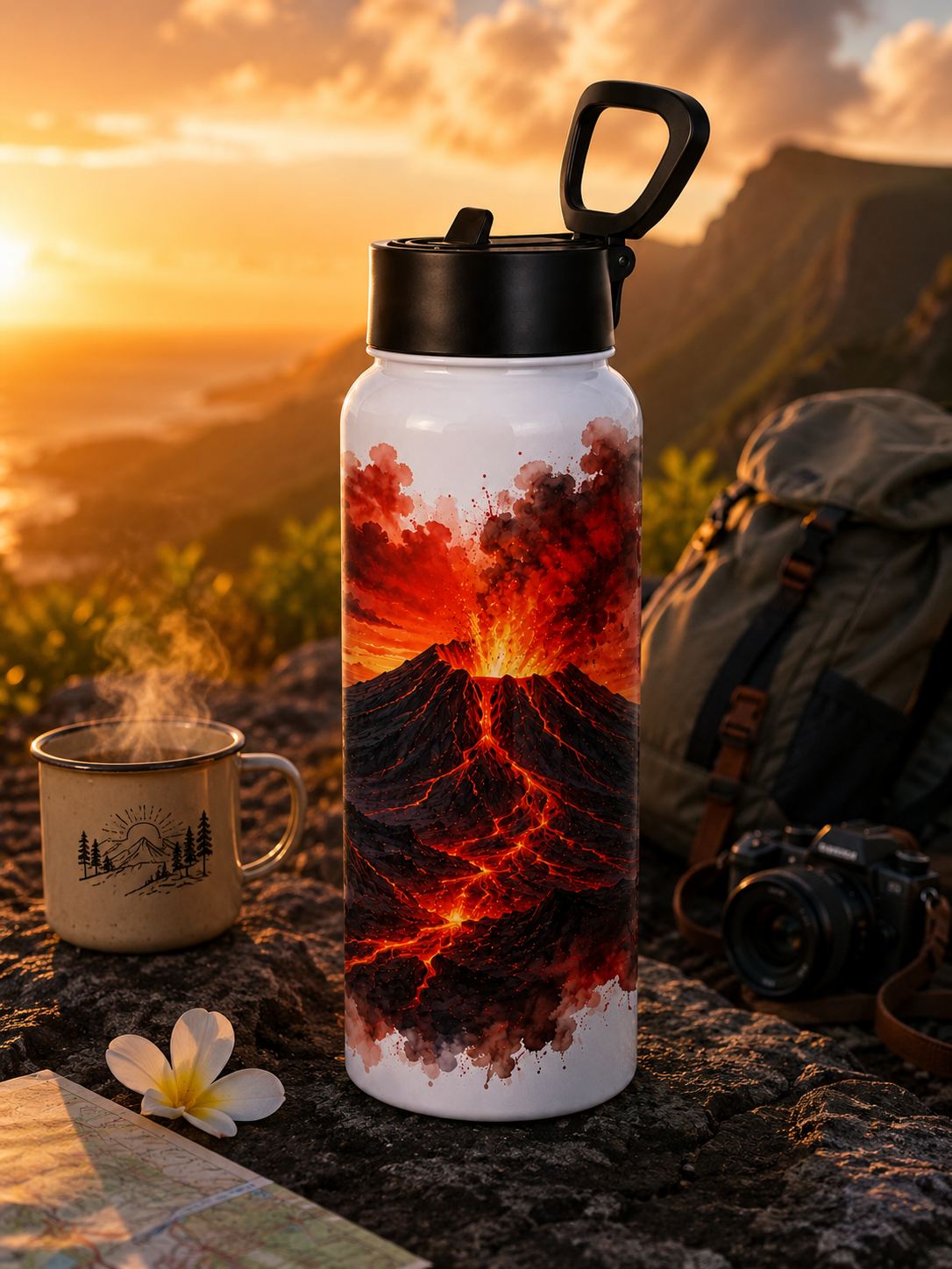 Thermos Isotherme 750 ml en Inox 304 – Édition Volcan | Nout Péi