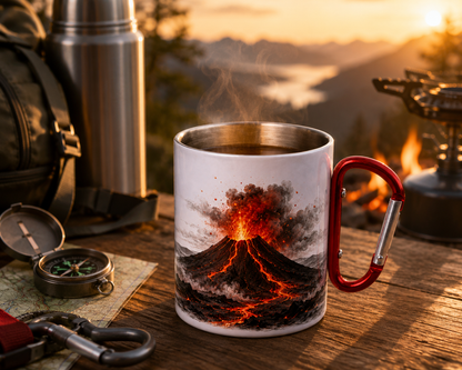 Mug Métal Blanc 10 oz avec Mousqueton – Édition Volcan | Nout Péi