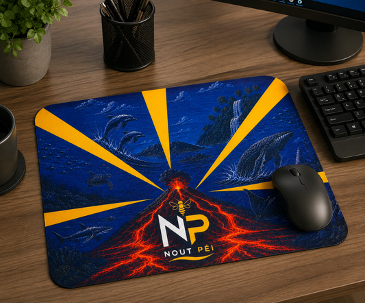 Tapis de souris en simili cuir – Édition Volcan de La Réunion | Nout Péi
