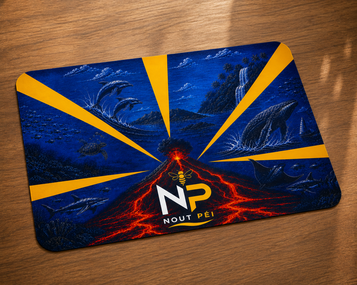 Tapis de souris en simili cuir – Édition Volcan de La Réunion | Nout Péi