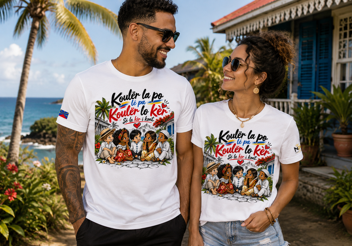 T-shirt Koulër la po lé pa koulër lo kèr – Kozman Péi| Nout Péi