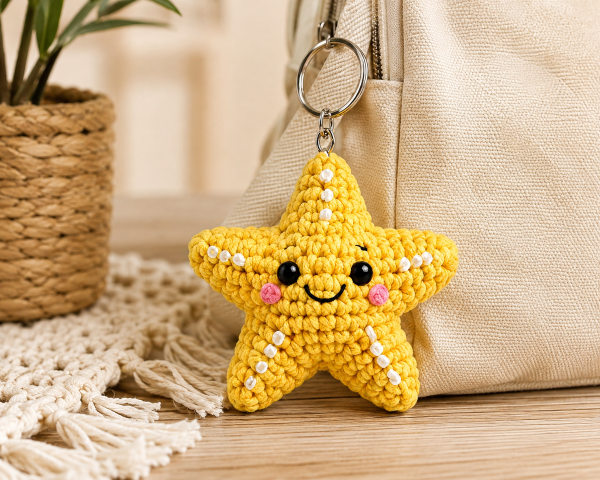Porte-clés Étoile de Mer au Crochet | Collection Les Amis de l'Océan