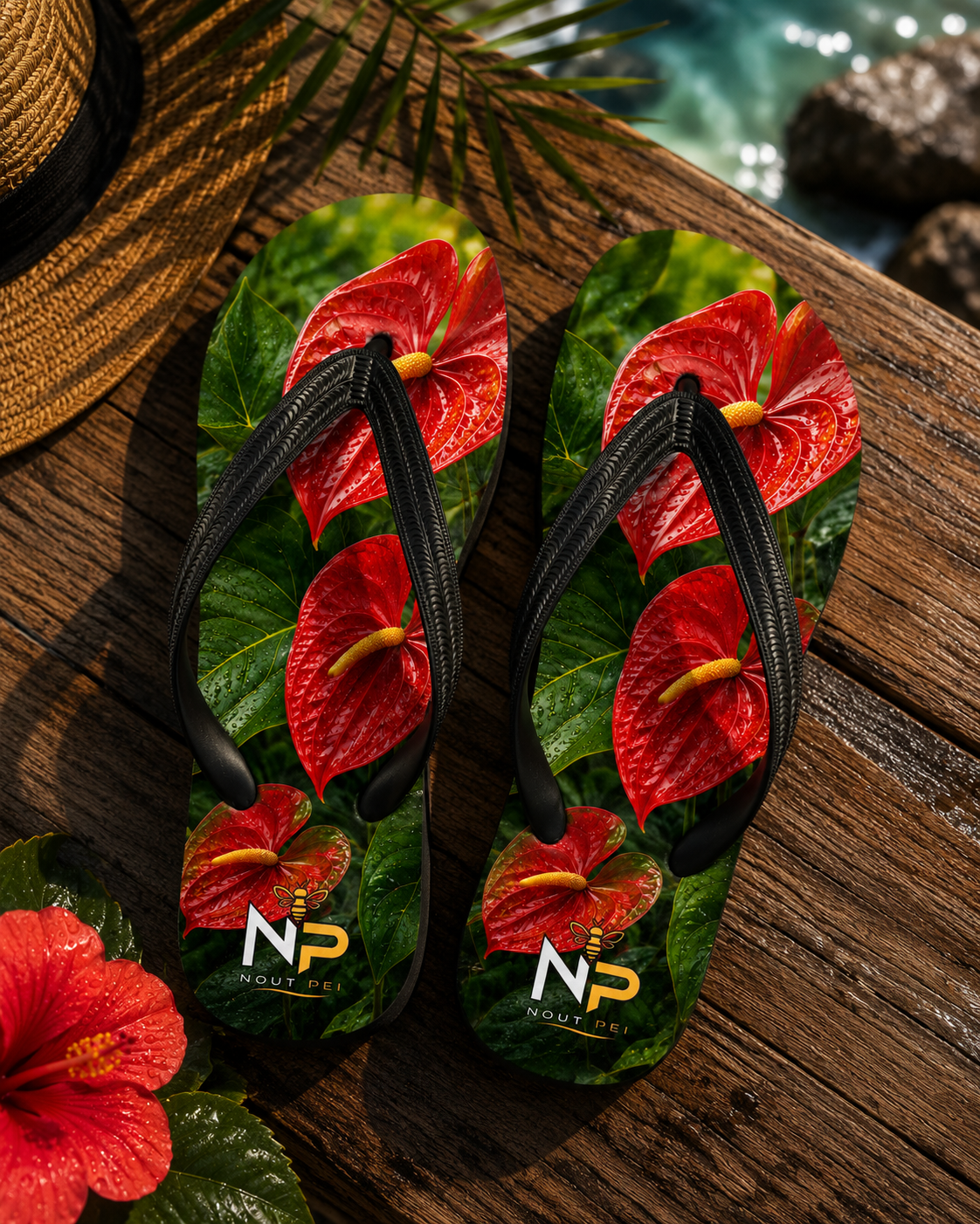 Tongs Nout Péi – Édition Anthurium