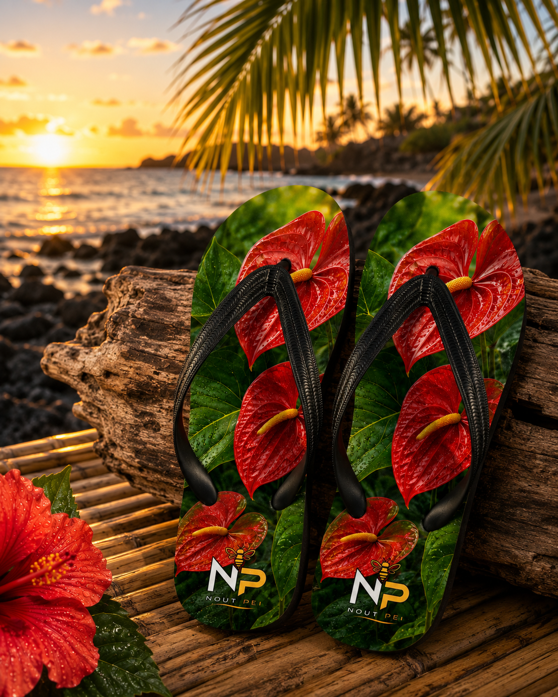 Tongs Nout Péi – Édition Anthurium