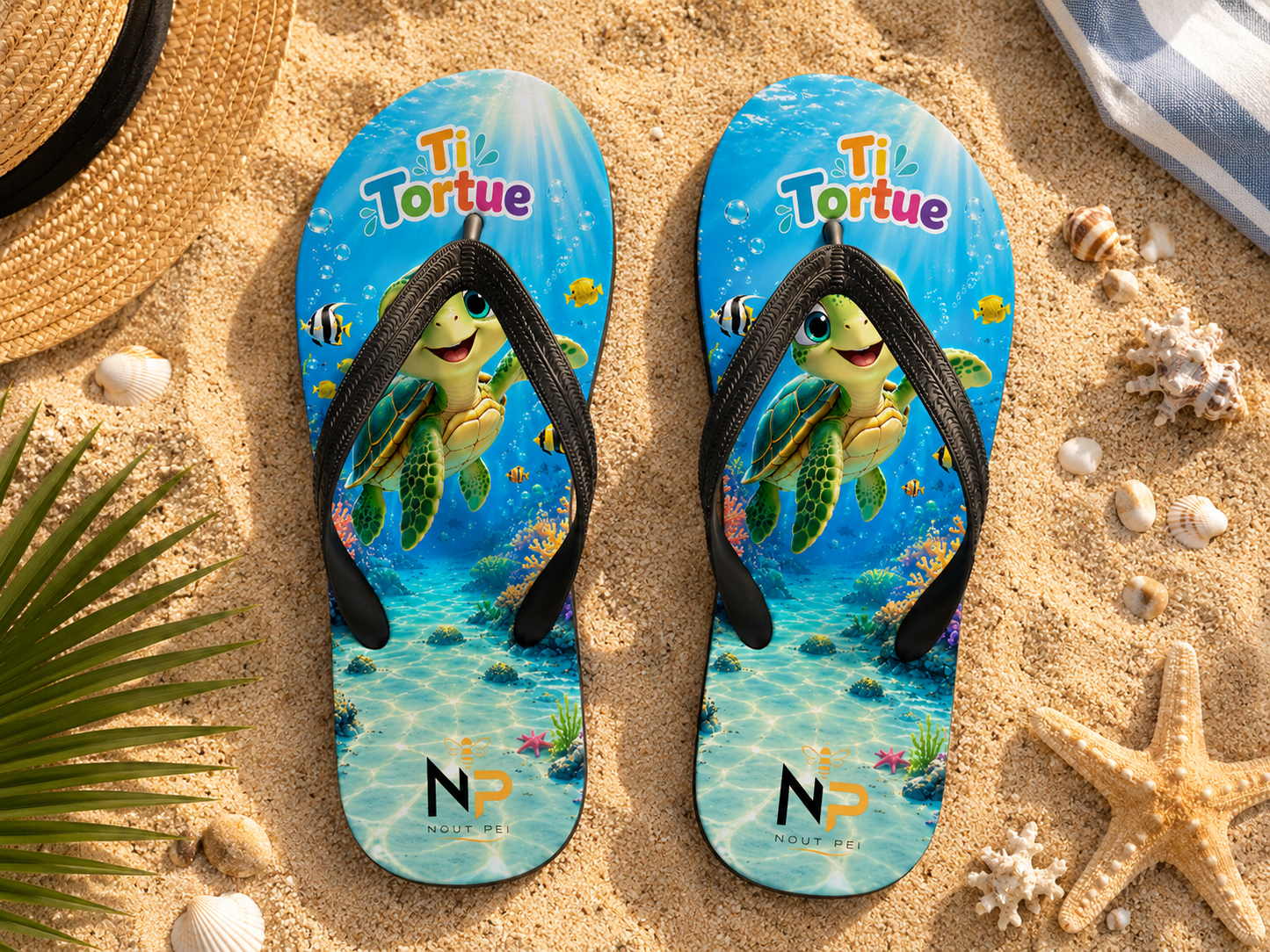 Tongs Enfant Nout Péi – Édition Ti Tortue