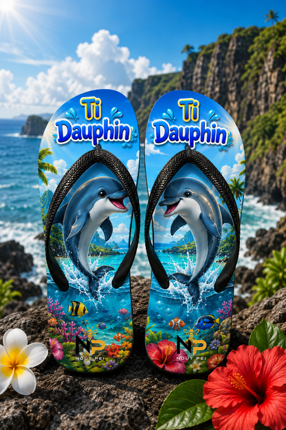 Tongs Enfant Nout Péi Kids – Édition Ti Dauphin