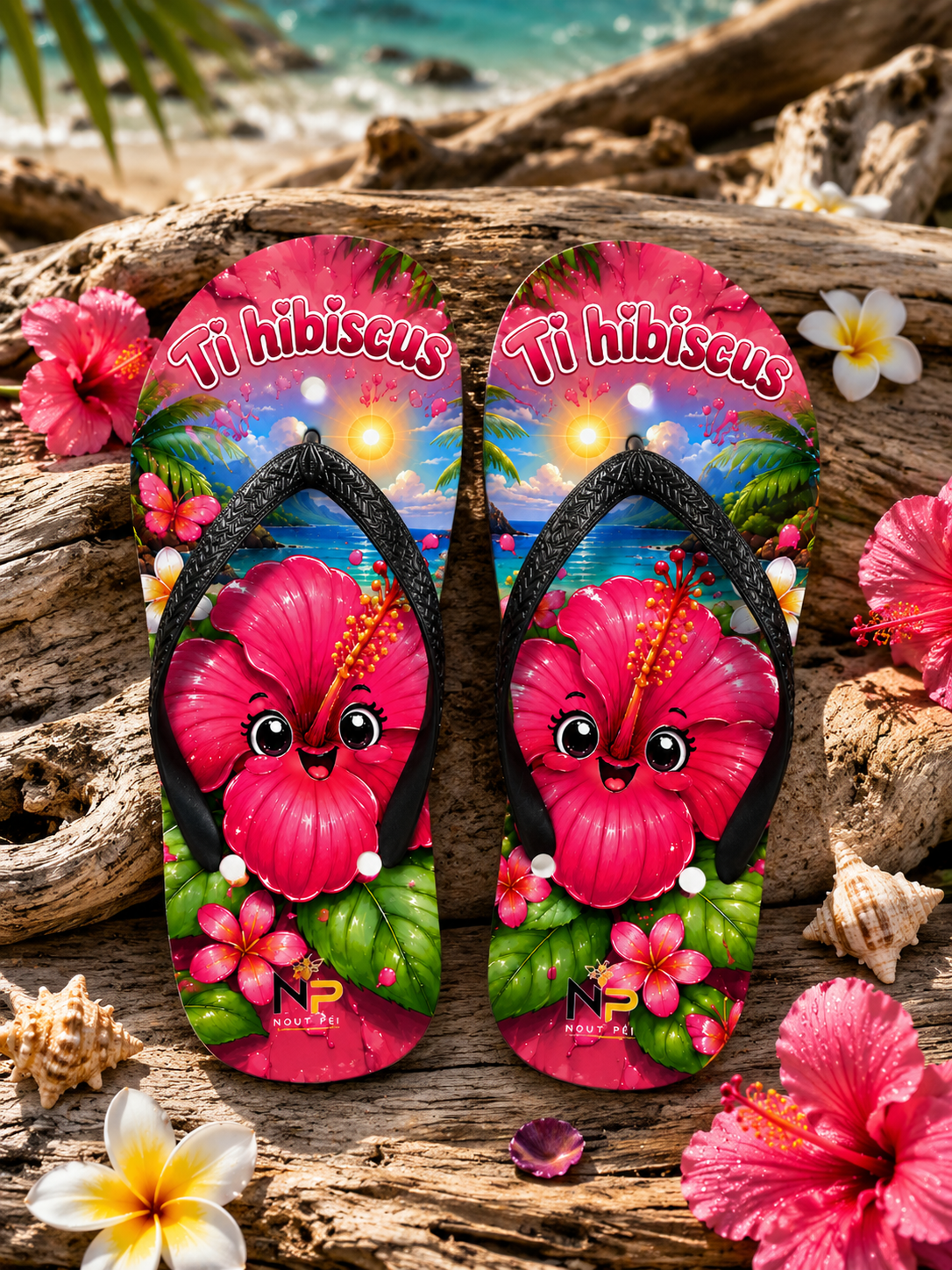 Tongs Enfant Nout Péi Kids – Édition Ti Hibiscus