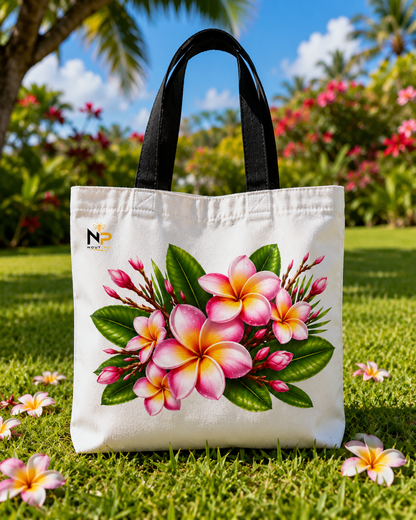 Tote Bag Nout Péi – Édition Frangipanier Rose