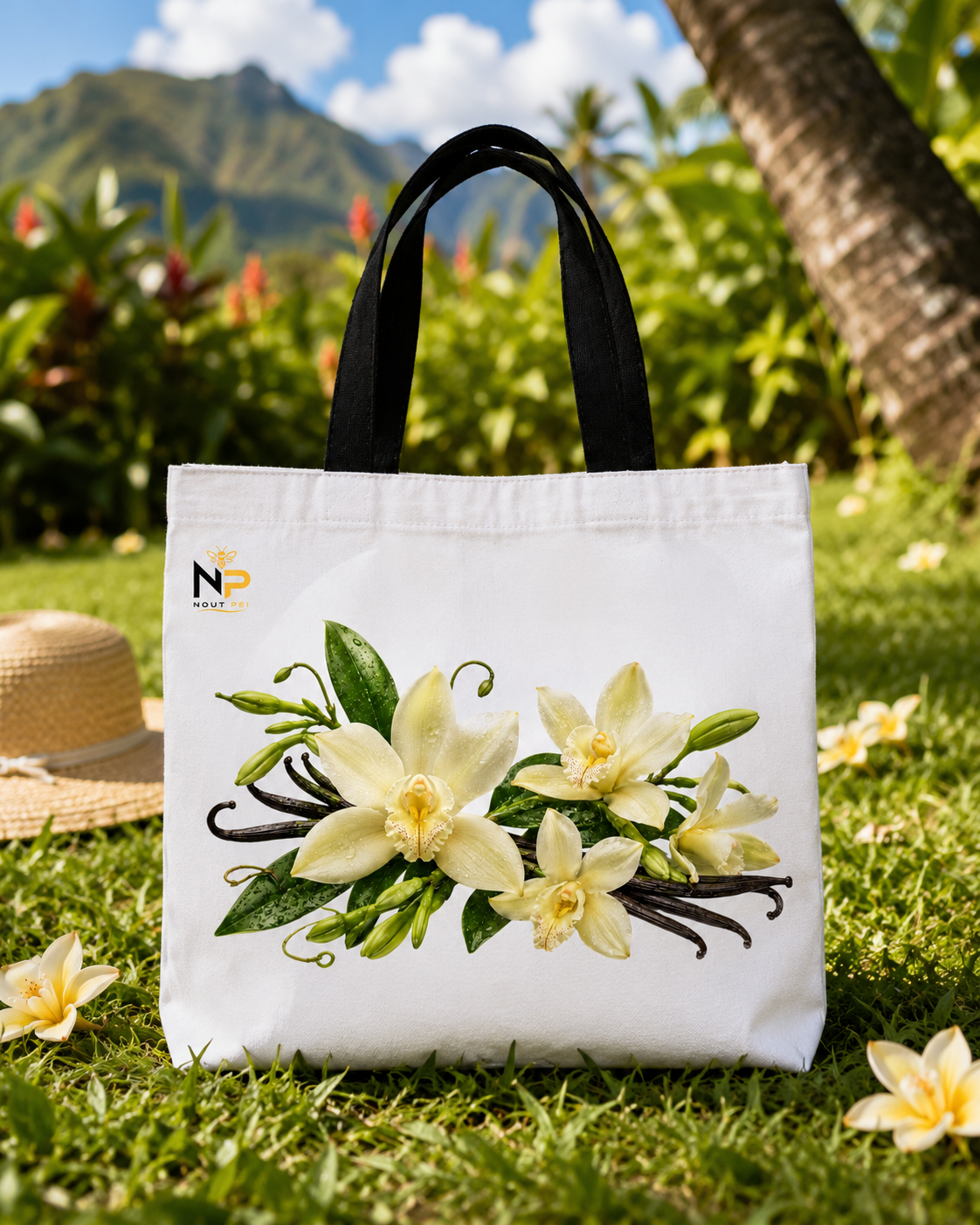 Tote Bag Nout Péi – Édition Fleur de Vanille