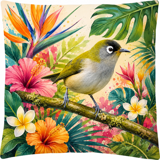 Oreiller Zostérops de la Réunion – 40x40 cm | Nout Pei