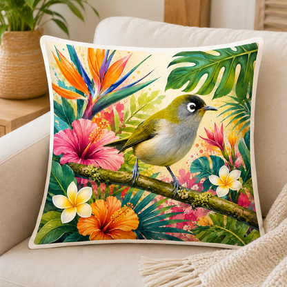 Oreiller Zostérops de la Réunion – 40x40 cm | Nout Pei