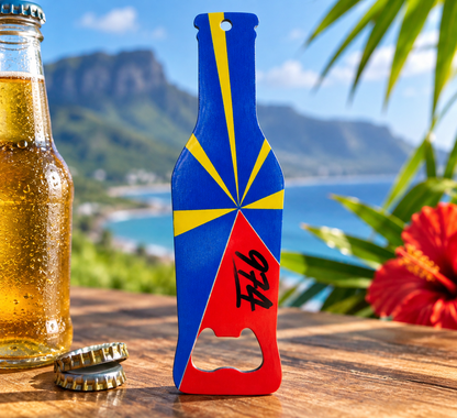 Décapsuleur Bouteille Drapeau de La Réunion 974 – Nout Péi