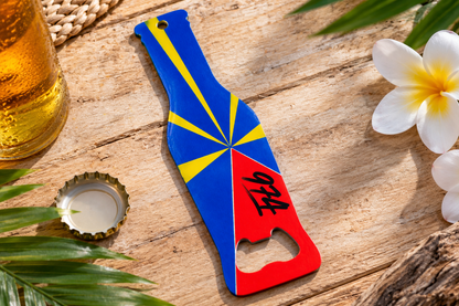 Décapsuleur Bouteille Drapeau de La Réunion 974 – Nout Péi
