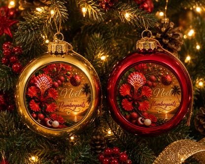 Boule de Noël Rouge ou Or 8 cm – Édition Noël sous les Flamboyants | Nout Péi