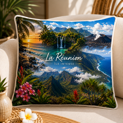 Oreiller La Réunion – Île Intense & Paysages 40x40 cm | Nout Pei