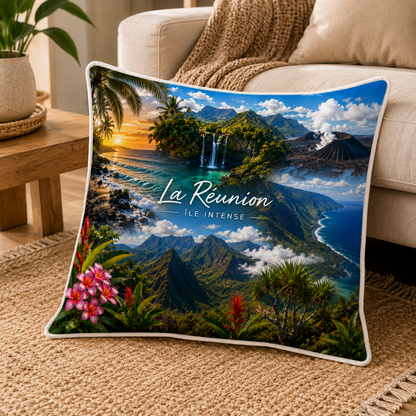 Oreiller La Réunion – Île Intense & Paysages 40x40 cm | Nout Pei