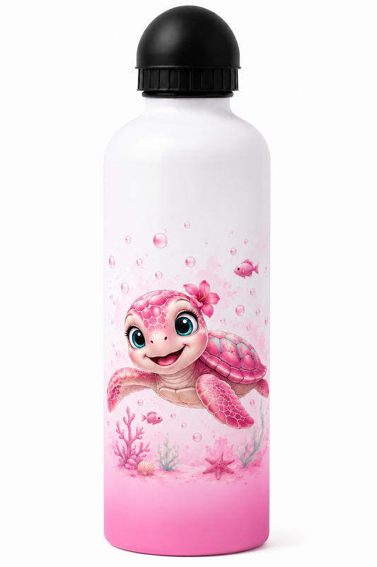 Gourde Aluminium 600 ml – Édition Ti Tortue Rose | Nout Péi