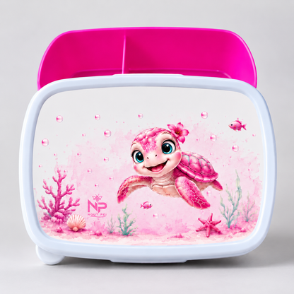 Boîte à Goûter Personnalisable – Édition Ti Tortue Rose | Nout Péi