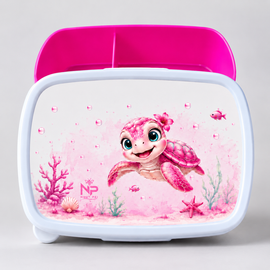 Boîte à Goûter Personnalisable – Édition Ti Tortue Rose | Nout Péi