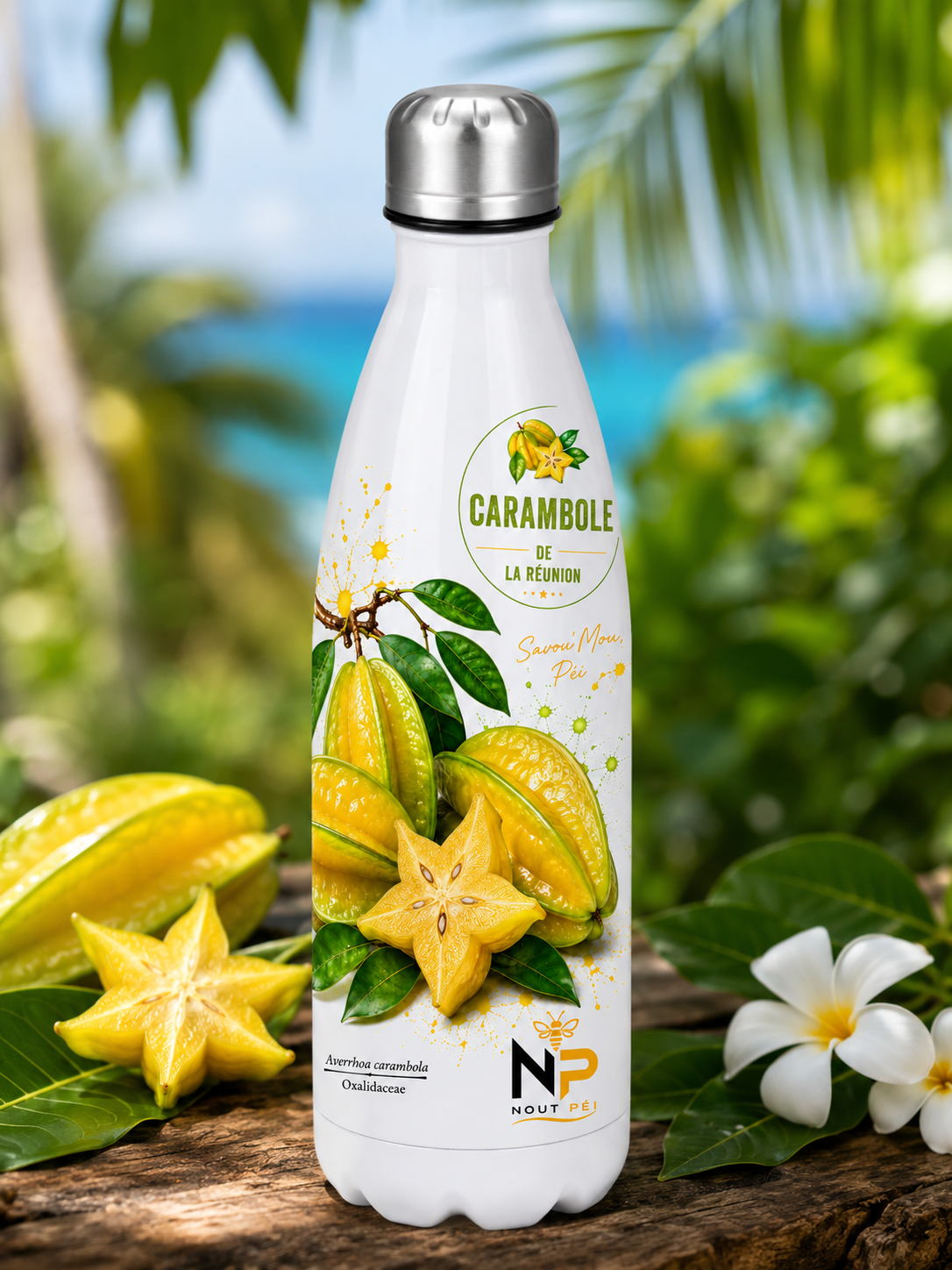 Gourde isotherme Carambole de La Réunion – Inox 500 ml | Nout Péi