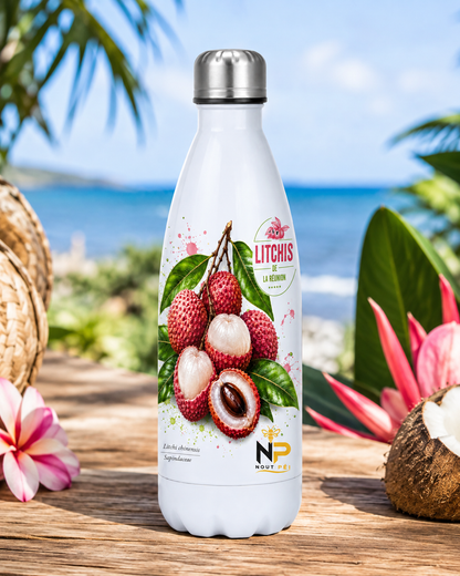 Gourde isotherme Litchis de La Réunion – Inox 500 ml | Nout Péi