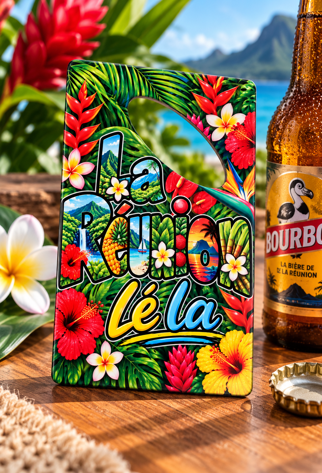 Décapsuleur La Réunion Lé La – Design Tropical & Fleurs Exotiques– Nout Péi