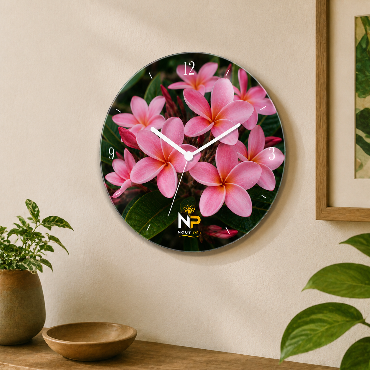Horloge murale Frangipanier Rose  | Nout Péi