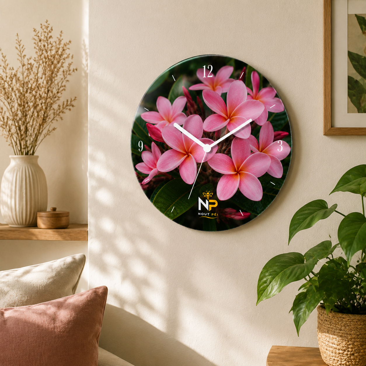 Horloge murale Frangipanier Rose  | Nout Péi