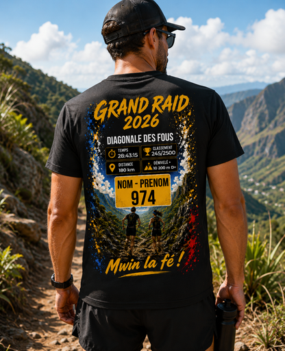 T-shirt Premium Personnalisé Diagonale des Fous 2026 – Grand Raid Réunion | Nout Péi