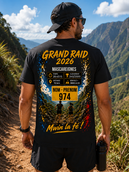 T-shirt Premium Personnalisé Mascareignes 2026 – Grand Raid Réunion | Nout Péi