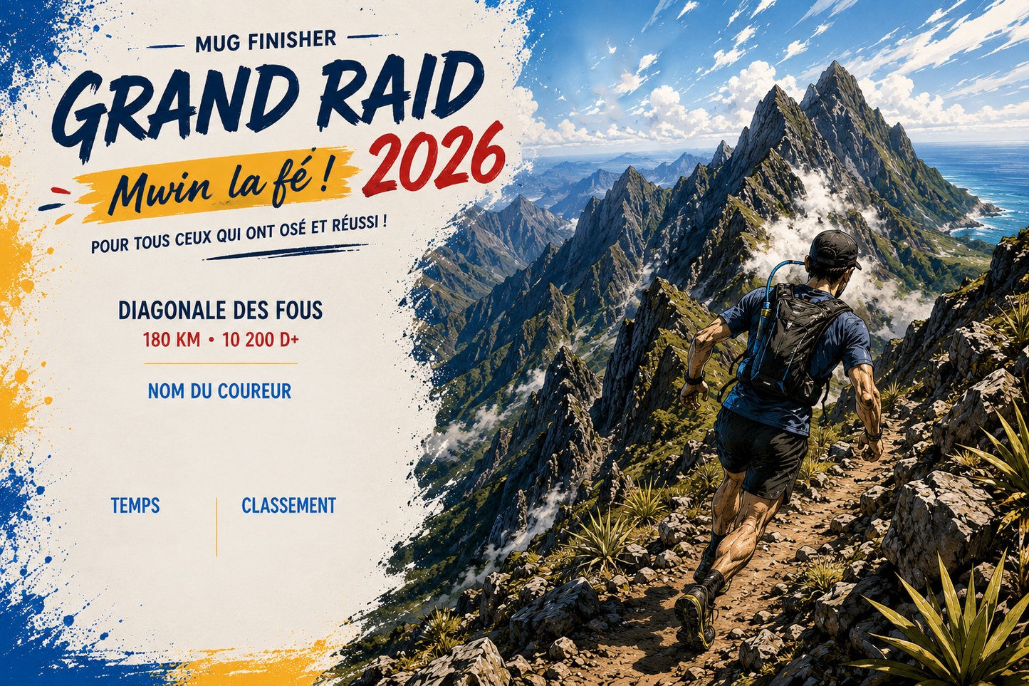Mug Finisher Personnalisé Diagonale des Fous 2026 – Grand Raid Réunion | Nout Péi