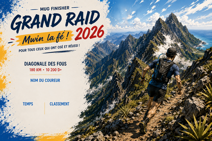 Mug Finisher Personnalisé Diagonale des Fous 2026 – Grand Raid Réunion | Nout Péi