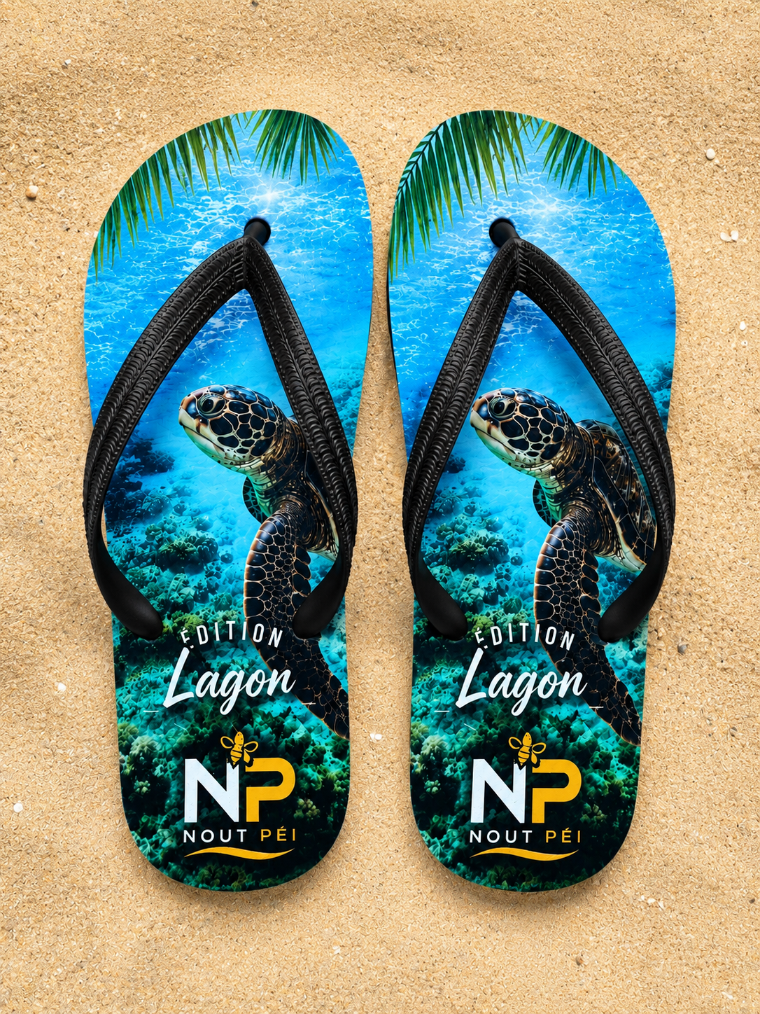 Tongs Nout Péi – Édition Lagon | Tortue Marine de La Réunion