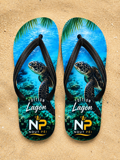 Tongs Nout Péi – Édition Lagon | Tortue Marine de La Réunion