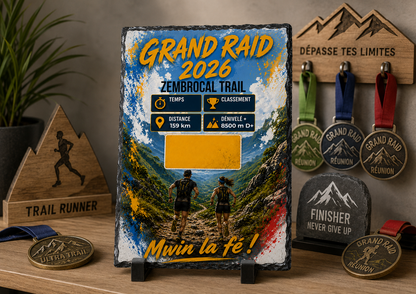Cadre photo ardoise 15x20cm  Grand Raid 2026 Zembrocal Trail personnalisé | Nout Péi