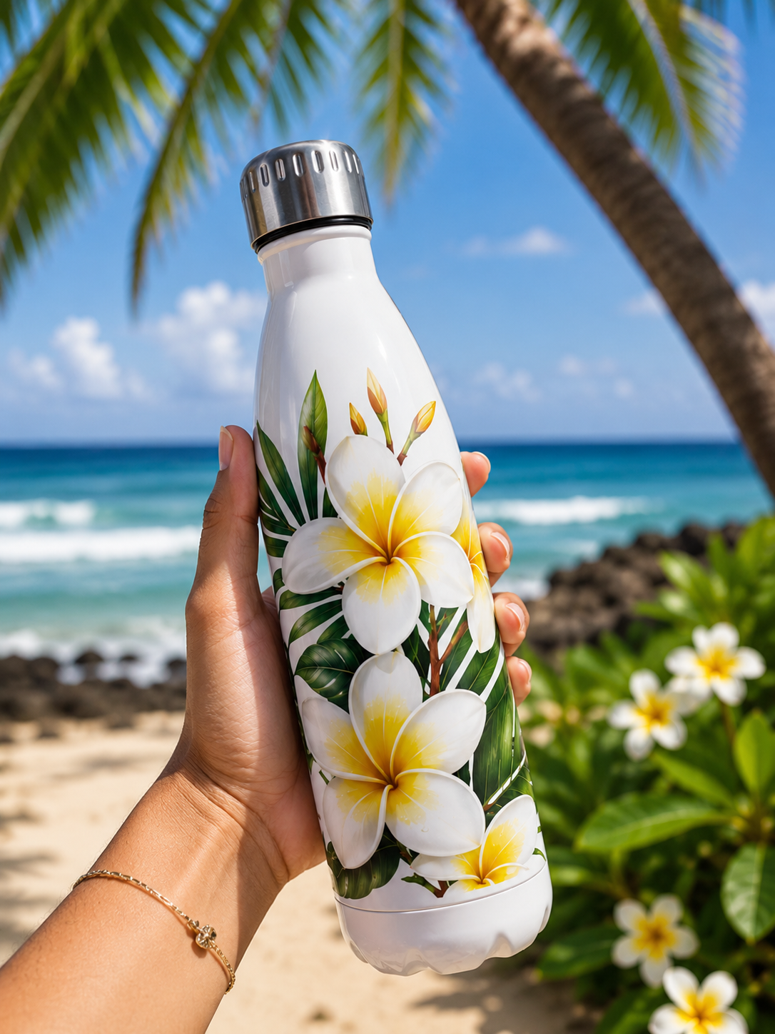 Gourde Isotherme 500 ml – Frangipanier blanc