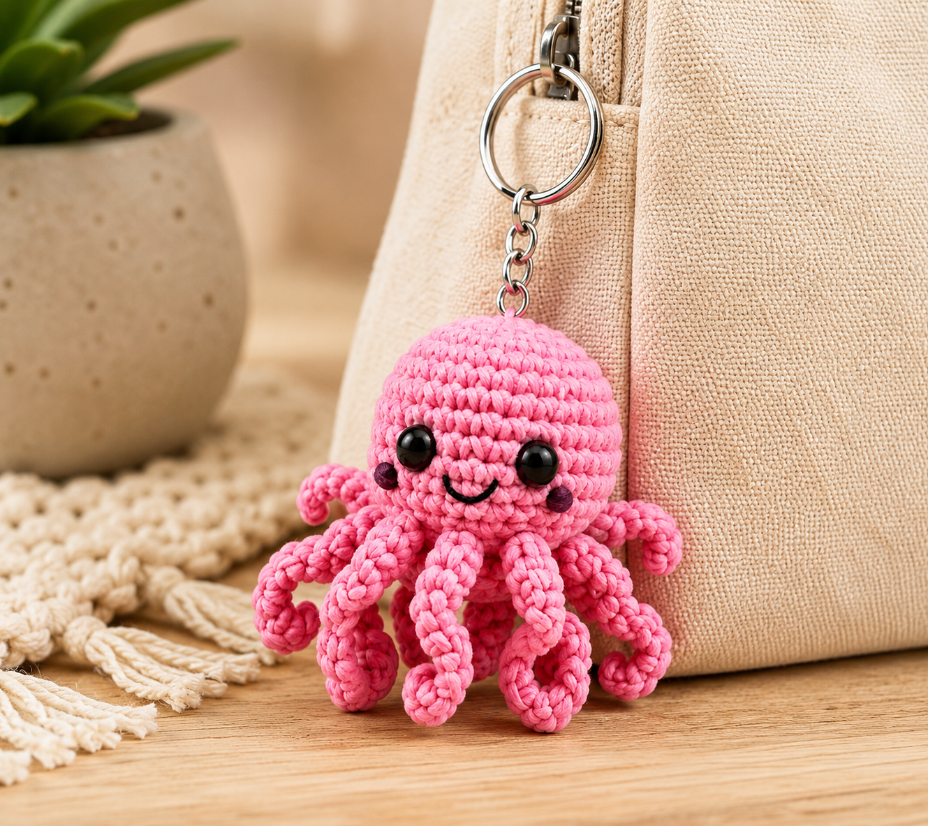 Porte-clés Pieuvre au Crochet | Collection Les Amis de l'Océan