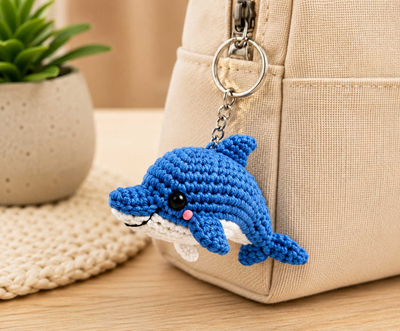 Porte-clés Dauphin au Crochet  | Collection Les Amis de l'Océan