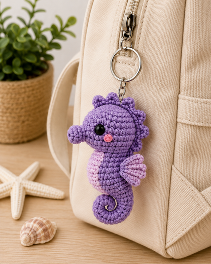 Porte-clés Hippocampe au Crochet | Collection Les Amis de l'Océan