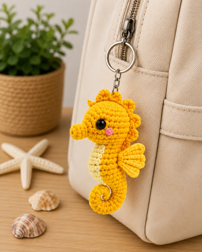 Porte-clés Hippocampe au Crochet | Collection Les Amis de l'Océan